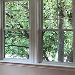 Close up of white Harvey windows